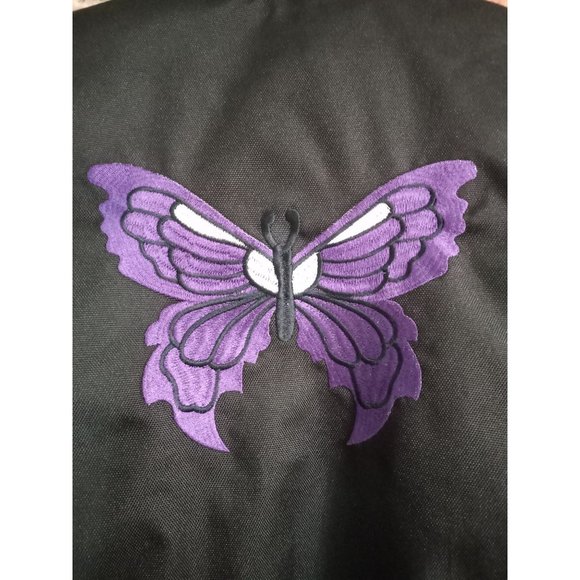 Vance Leather L Black Purple Butterfly Mesh Biker Riding Removable Lining Jacket - Picture 4 of 11